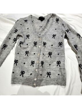 J.Crew Cardigan Alpaca Merino Wool Small Bow Print